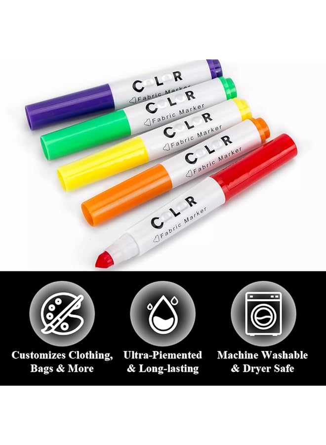 Fabric Markers Pen 12 Colors Indelible Permanent Fabric Paint Pens Set Fine Point Textile Marker Pen For Canvas Bags T Shirts Sneakers Shoes Markers Fabric Decorating Child Safe And Non Toxic