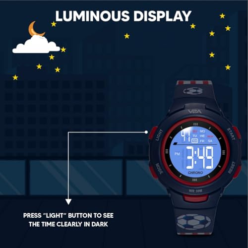 V2A Digital Watch Blue Color Football Theme Sports Watch for Boys & Kids - Image 5