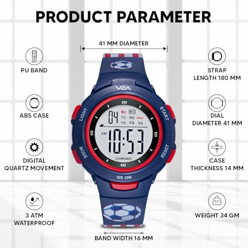 V2A Digital Watch Blue Color Football Theme Sports Watch for Boys & Kids - Image 2