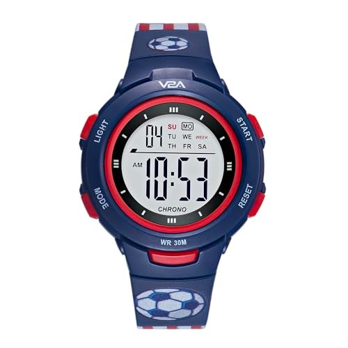 V2A Digital Watch Blue Color Football Theme Sports Watch for Boys & Kids - Image 1