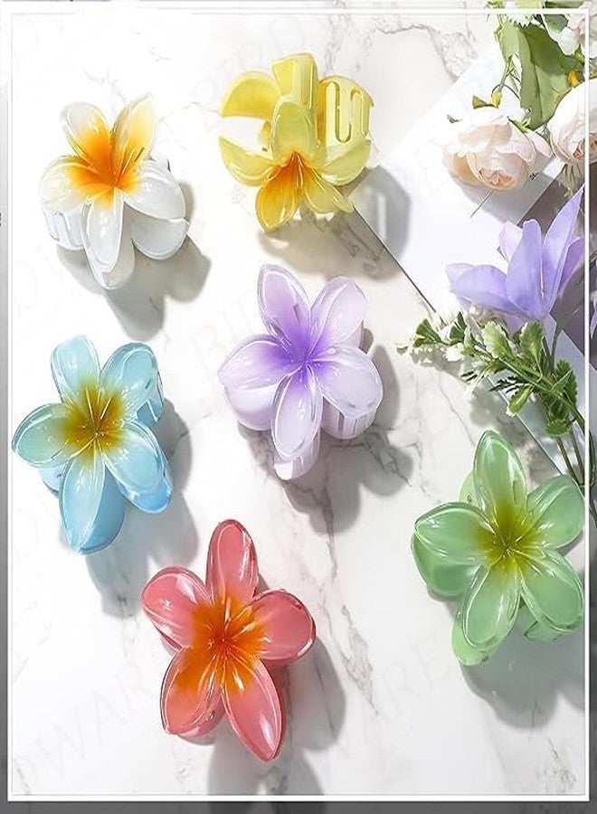 BAOER 4 Pcs Flower Hair claw Multicolor, Hawaiian Hair Clips for Women, Hair Clips, Floral Claw Clips for women, Beach Tropical Hair Accessories for Girls Multicolor Pack of 4 - Image 1