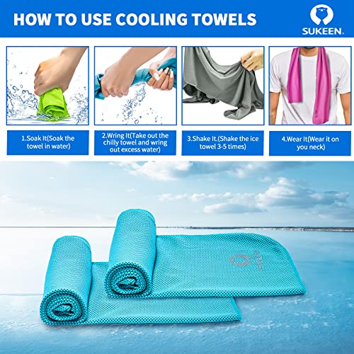 Sukeen [4 Pack] Cooling Towel (40"x12"),Ice Towel,Soft Breathable Chilly Towel,Microfiber Towel for Yoga,Sport,Running,Gym,Workout,Camping,Fitness,Workout & More Activities (Grey/Green/Pink/Lake Blue) - Image 3