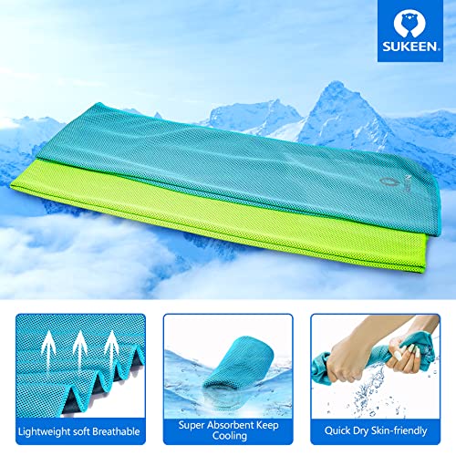 Sukeen [4 Pack] Cooling Towel (40"x12"),Ice Towel,Soft Breathable Chilly Towel,Microfiber Towel for Yoga,Sport,Running,Gym,Workout,Camping,Fitness,Workout & More Activities (Grey/Green/Pink/Lake Blue) - Image 2