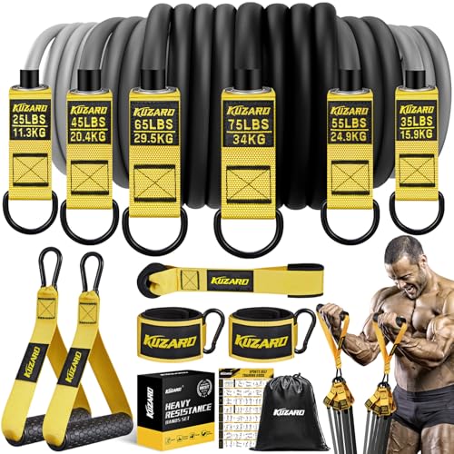 KUZARO Heavy Resistance Bands for Working Out, 300lbs/360lbs Heavy Exercise Bands with Handles, Resistance Bands for Men, Weight Bands Set for Muscle Training, Strength, Yoga, Home Workout Equipment - Image 1