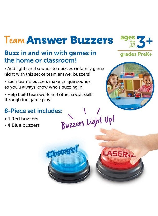 Learning Resources - Team Answer Buzzers Classroom Buzzers Set Of 8 Buzzers Game Show Toys Develops Social Skills Ages 3+ - Image 1