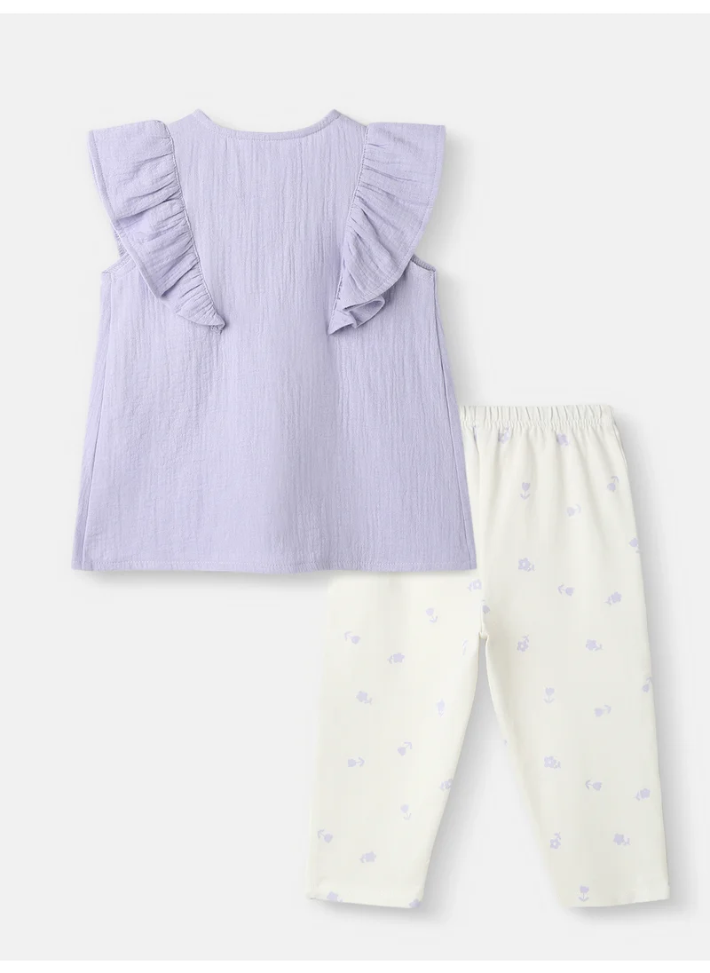 نوتيناتي Nautinati Girls' Sleeveless Top and Printed Leggings with Hairband