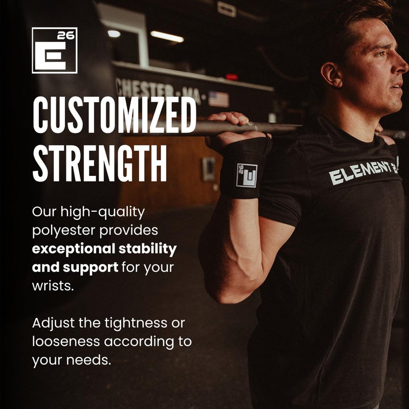 Element 26 Weight lifting Wrist Wraps 20" Heavy Duty Wrist Support Brace with Thumb Loop - Wrist Wraps for Strength Training and Wrist Protection, Weightlifting for Men and Women - Image 3