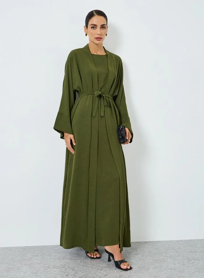 Take Two  Women Solid Long Sleeve Abaya and Dress Modest Set for Women | Best Price UAE