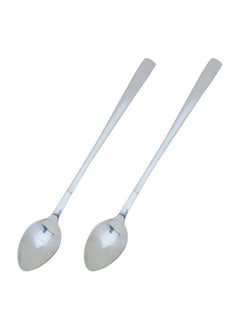 2-Piece Stainless Steel Iced Tea Spoon Set Silver 8.25inch