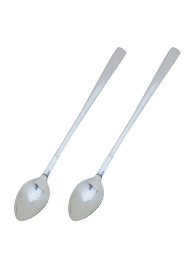 NIBEMINENT - 2-Piece Stainless Steel Iced Tea Spoon Set Silver 8.25inch - Image 1