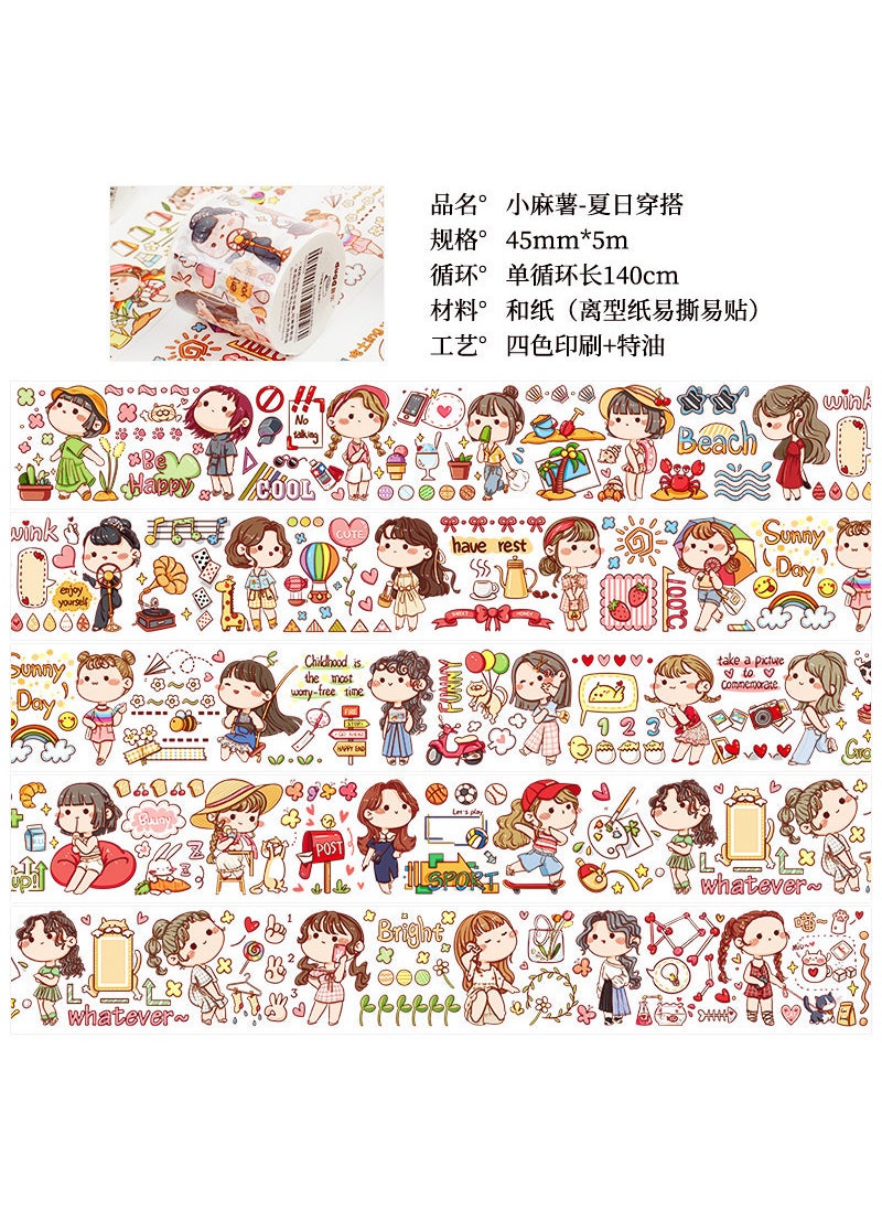 Generic - Heartfelt Adventure Washi Tape Set Whole Roll Special Oil Paper Journal Tape New Arrival Small Potato Sticker Adesiva Potato-Summer Wear - Image 1