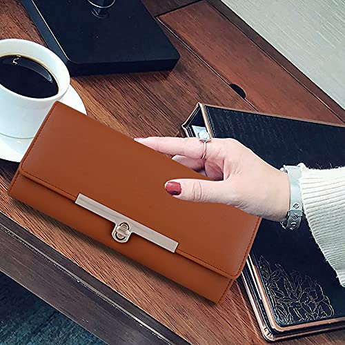 ALSU Women's Tan Wallet Clutch Purse | 4 Card Pocket| Twist Lock Closure| Phone Pocket (ldu-012tan) - Image 2