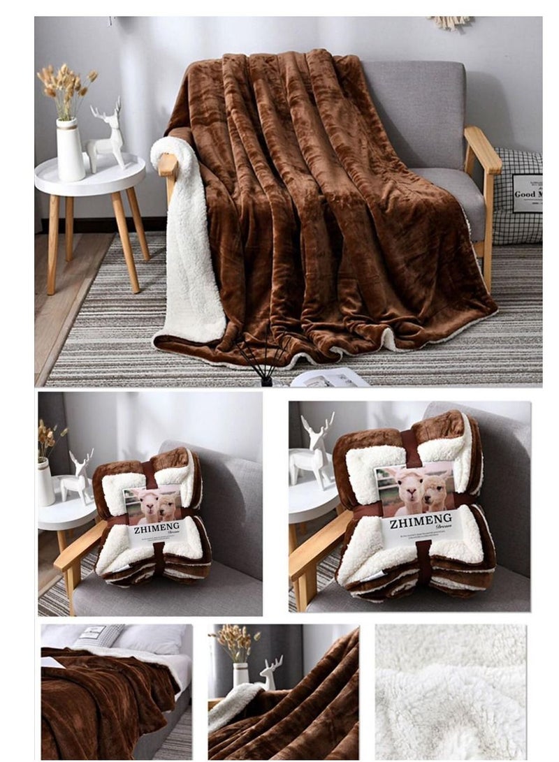 Fleece Throw Blanket Warm Reversible Plush Fleece Bed Super King Size Blanket 200x230 cm 