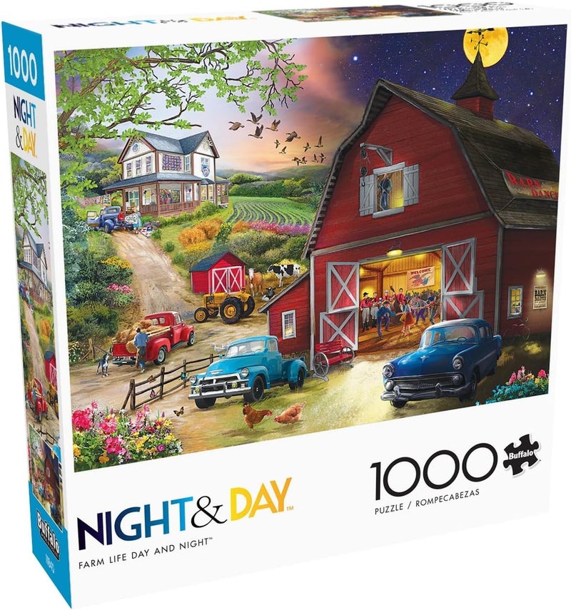 Buffalo Games Bigelow Illustrations Farm Life Day and Night 1000 Piece Jigsaw Puzzle for Adults Challenging Puzzle Perfect for Game Nights Finished Size is 2675 x 1975
