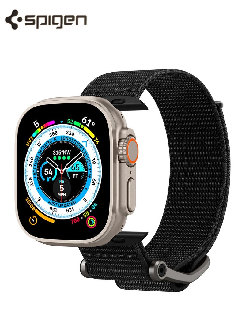 Spigen DuraPro Flex Trail Nylon with Zinc Alloy Buckle Watch Band for Apple Watch 42mm 44mm 45mm 49mm Compatible with Ultra 1,2 Series 9,8,7,6,5,SE,3,2,1 - Black - Image 1
