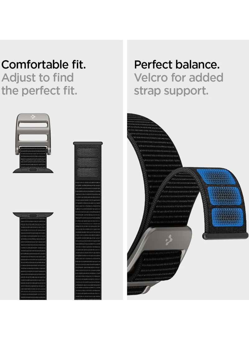 Spigen DuraPro Flex Trail Nylon with Zinc Alloy Buckle Watch Band for Apple Watch 42mm 44mm 45mm 49mm Compatible with Ultra 1,2 Series 9,8,7,6,5,SE,3,2,1 - Black - Image 5