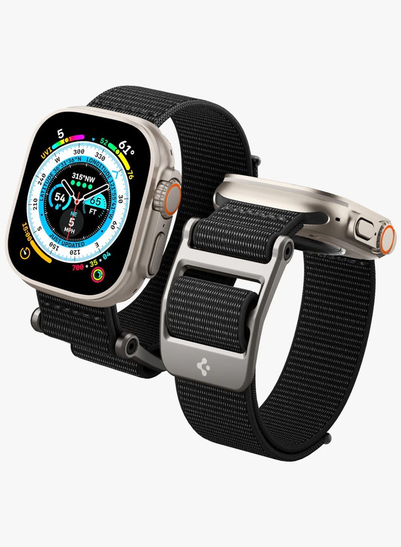 Spigen DuraPro Flex Trail Nylon with Zinc Alloy Buckle Watch Band for Apple Watch 42mm 44mm 45mm 49mm Compatible with Ultra 1,2 Series 9,8,7,6,5,SE,3,2,1 - Black - Image 3