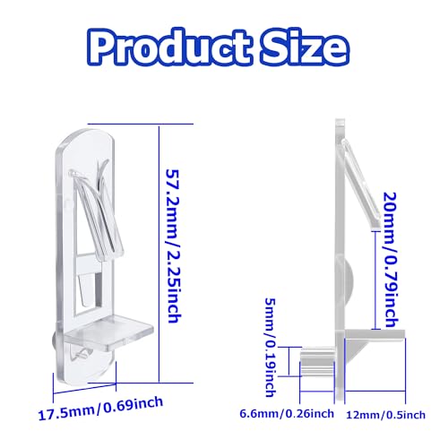 Ojeemii 20PCS Plastic Locking Shelf Support Pegs, 5mm Self-Locking Shelf Pins, Plastic Cabinet Shelf Clips, Clear Bracket Clips for Kitchen, 5mm Peg x 3/4" Thick Shelves - Image 2