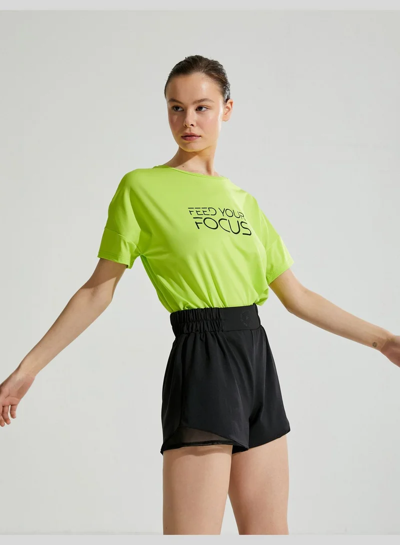 KOTON Oversized Crop Sport T-Shirt