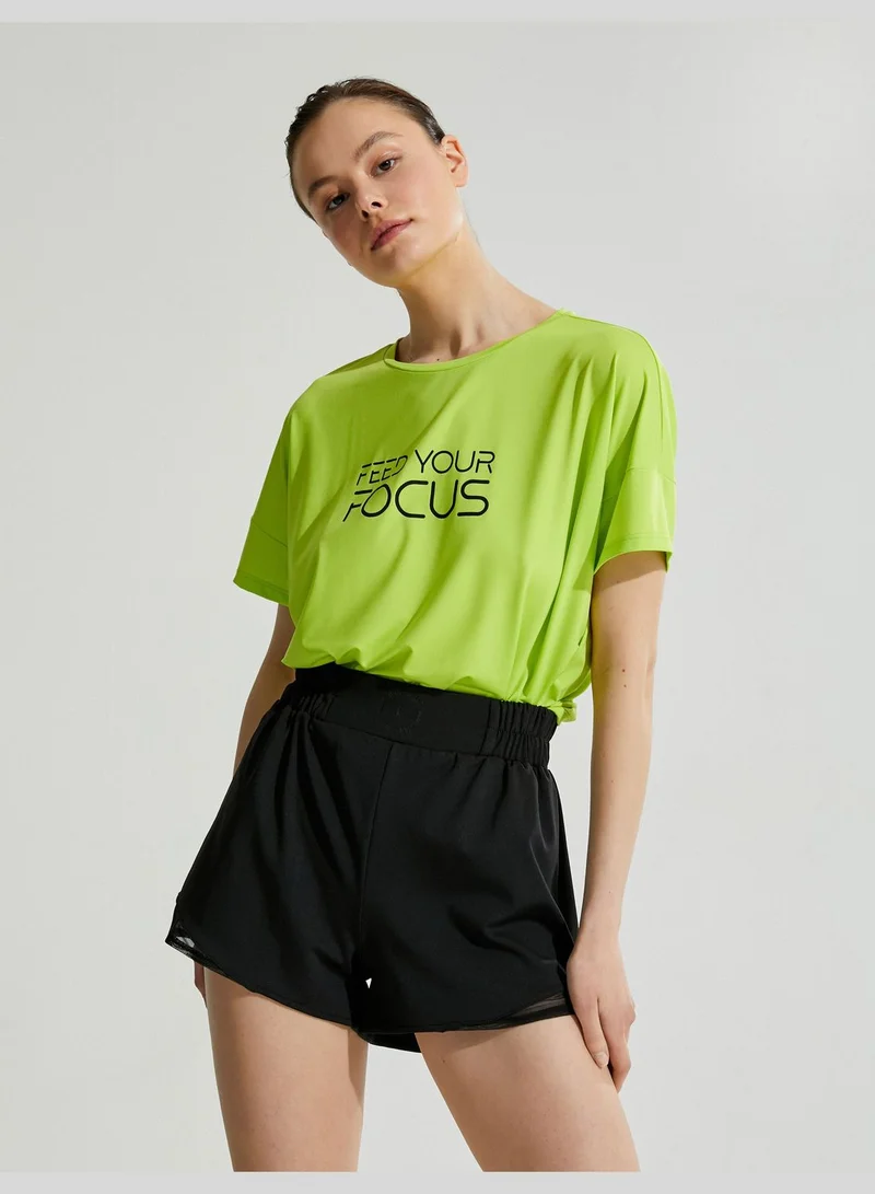 KOTON Oversized Crop Sport T-Shirt