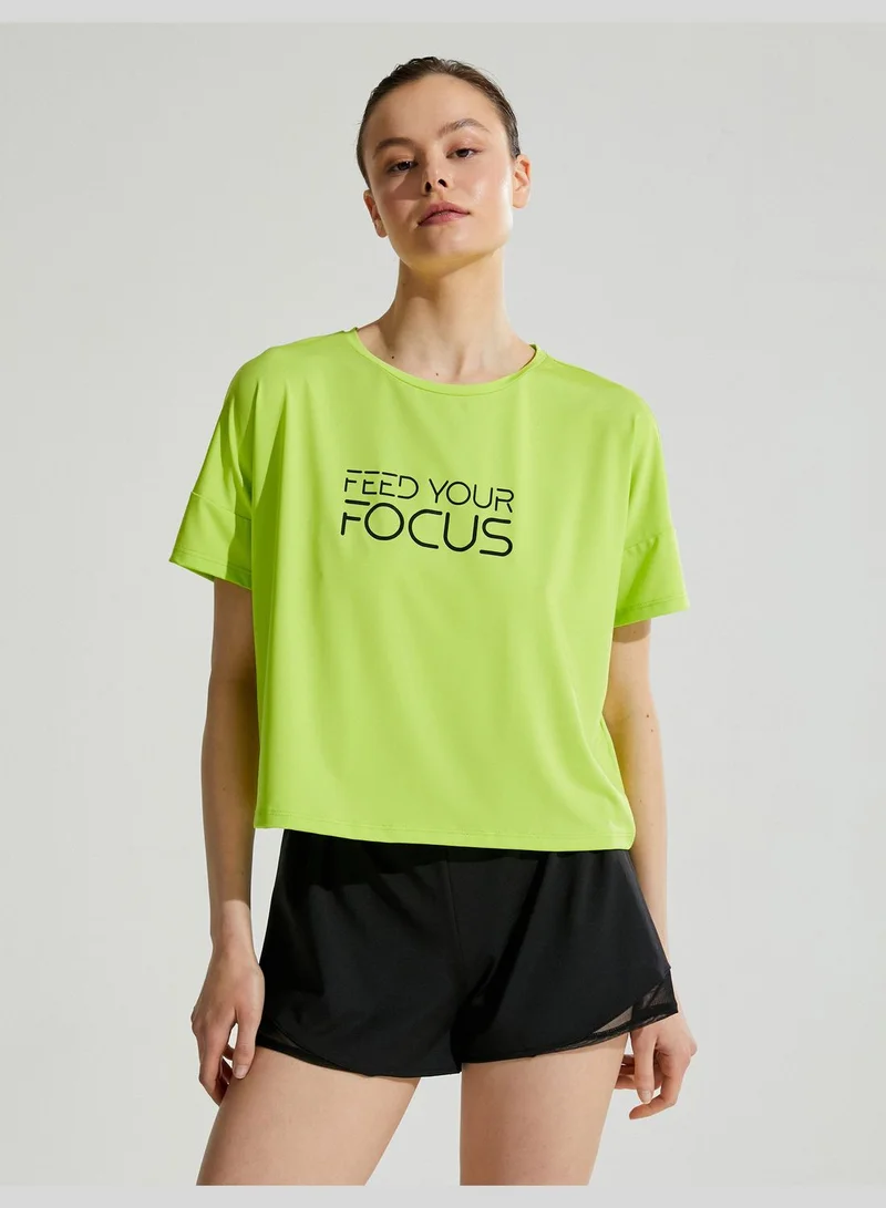 KOTON Oversized Crop Sport T-Shirt