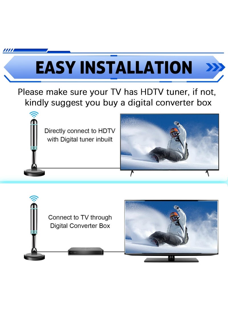 LuckyNov Digital Antenna for Smart TV Indoor, TV Antenna for Local Channels, Strong Magnetic Base TV Antenna Indoor for Easy Installation, Long Range Reception for 4k 1080p, Support All Smart/Old TVs - Image 4