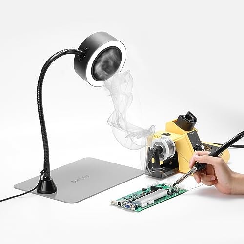 SainSmart مروحة استخراج الدخان المحمولة من SainSmart مع أضواء LED، أنبوب مرن من الفولاذ المقاوم للصدأ وقاعدة طاولة قابلة للاستبدال، ماص للدخان المغناطيسي للحام في محطة العمل DIY - Image 2