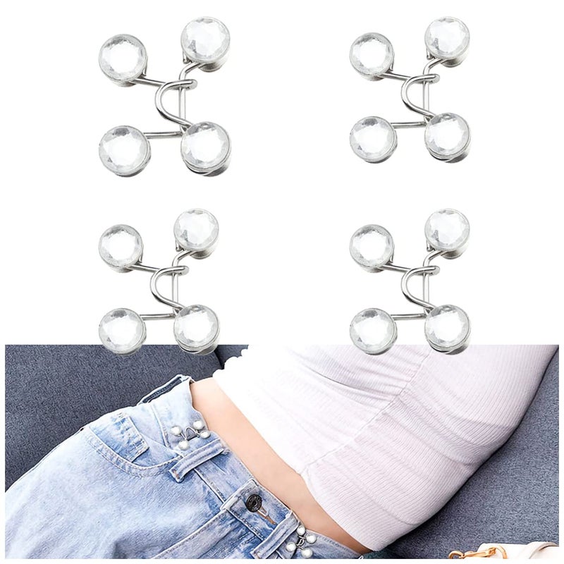 WZT WZT 20 Pieces Jean Button Pins Adjustable Waist Buckle Extender SetNo Sewing Required for Pants Adjustable Jean Button Perfect Fit Instant ButtonWhite Rhinestones 
