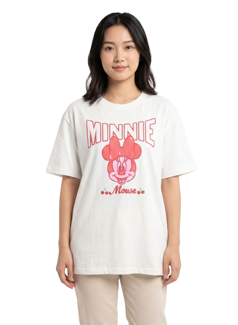 Disney Disney Minnie Mouse Women’s Oversized Drop Shoulder Graphic T-Shirt – Casual Relaxed Fit Tee
