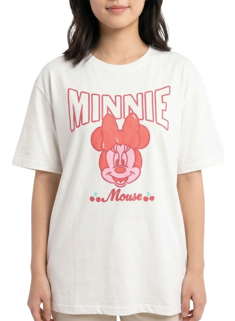 Disney  Disney Minnie Mouse Women’s Oversized Drop Shoulder Graphic T-Shirt – Casual Relaxed Fit Tee for Women | Best Price UAE