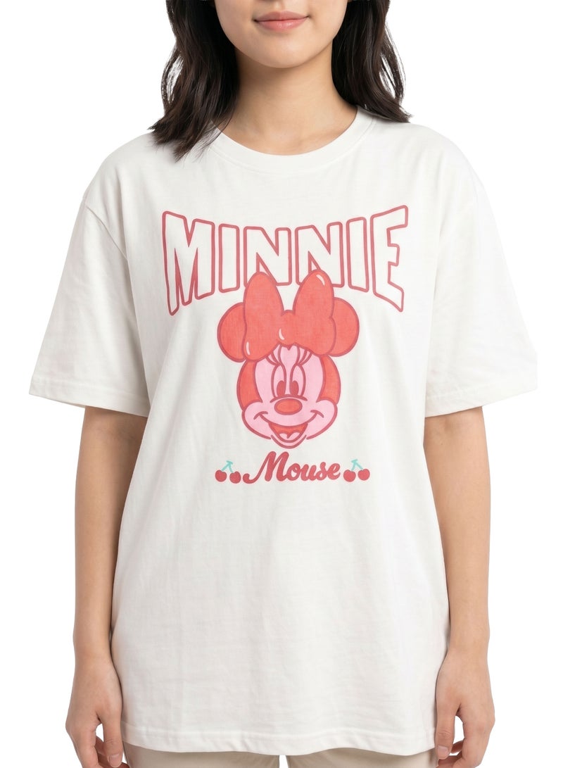 Disney Minnie Mouse Women’s Oversized Drop Shoulder Graphic T-Shirt – Casual Relaxed Fit Tee - Image 3
