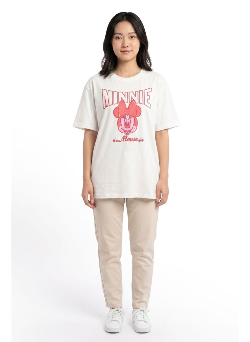 Disney Minnie Mouse Women’s Oversized Drop Shoulder Graphic T-Shirt – Casual Relaxed Fit Tee - Image 4