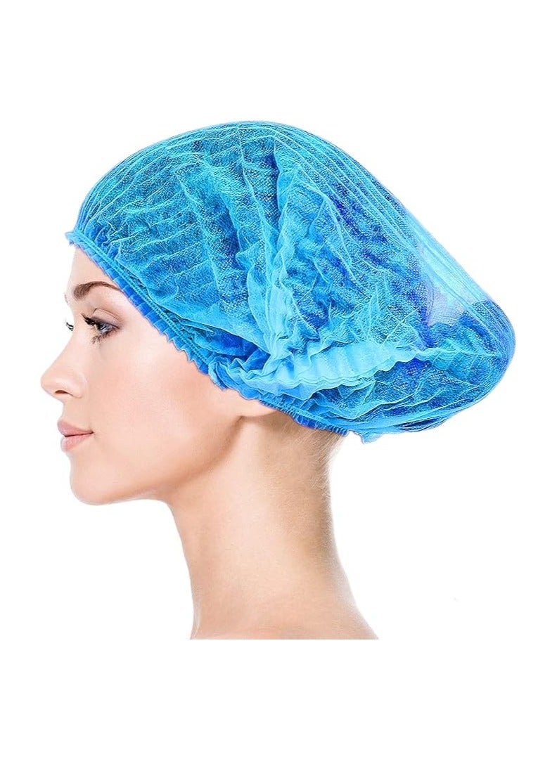 Leboo Disposable Surgical Caps 100 Pieces Blue Elastic Hair Net Dust Cover Headwear for Food Service Kitchen Medical Use - Image 2