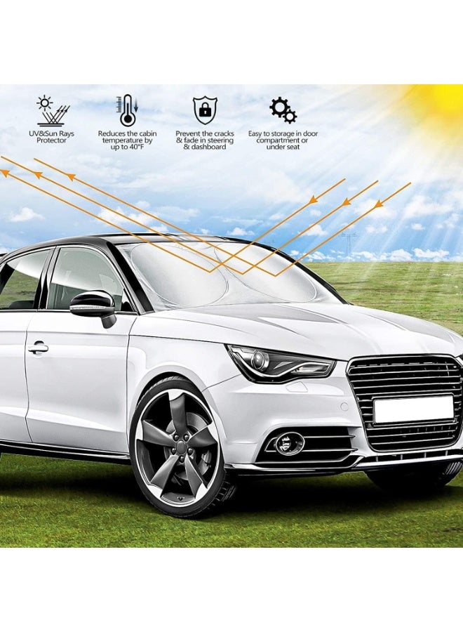 Gonice Car Windshield Sun Shade with Storage Pouch for Full Size Cars SUV Trucks and Vans, Sun Heat Protection Car Front Window Sunshades, Car Foldable Sunshades Prevent UV Rays (167 x 95 cm) - Image 4