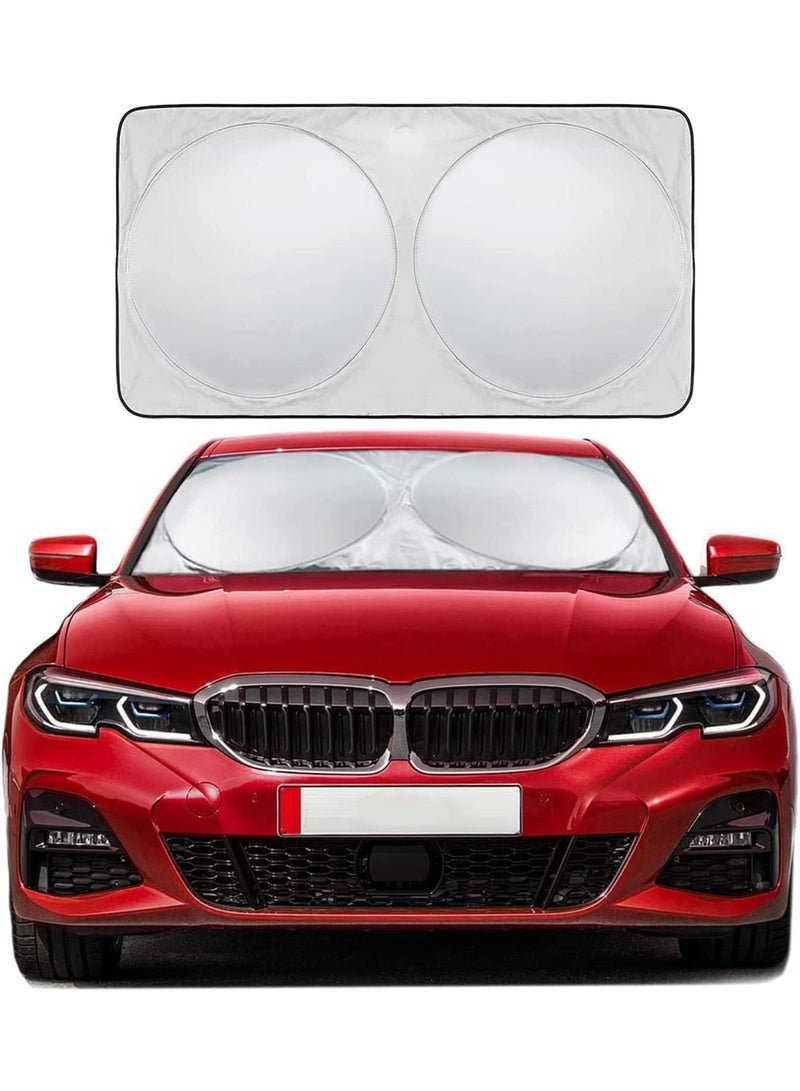Gonice Car Windshield Sun Shade with Storage Pouch for Full Size Cars SUV Trucks and Vans, Sun Heat Protection Car Front Window Sunshades, Car Foldable Sunshades Prevent UV Rays (167 x 95 cm) - Image 1