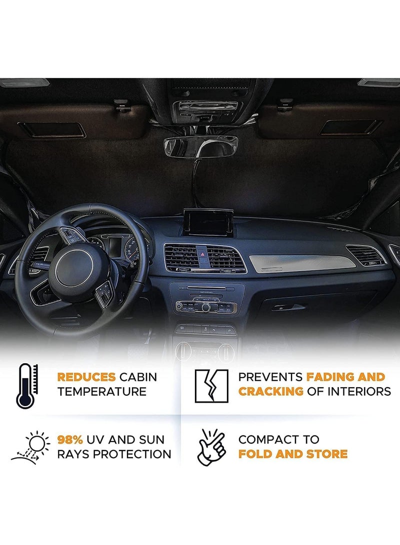 Gonice Car Windshield Sun Shade with Storage Pouch for Full Size Cars SUV Trucks and Vans, Sun Heat Protection Car Front Window Sunshades, Car Foldable Sunshades Prevent UV Rays (167 x 95 cm) - Image 3