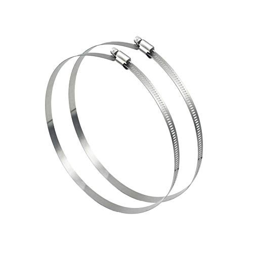EesTeck 2Pcs 10" (Diameter) Adjustable 304 Stainless Steel Duct Clamps Hose Clamp Pipe Clamp Air Ducting Clamp worm drive hose clamps (251mm-273mm) - Image 1