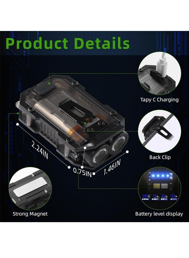 Bukela Mini Keychain EDC Flashlight Rechargeable, 1000 High Lumens Super Bright Flash Lights Small Portable Tactical Pocket Torch with Magnet & Clip, 8 Modes,USB C Ipx64 Waterproof - Image 4