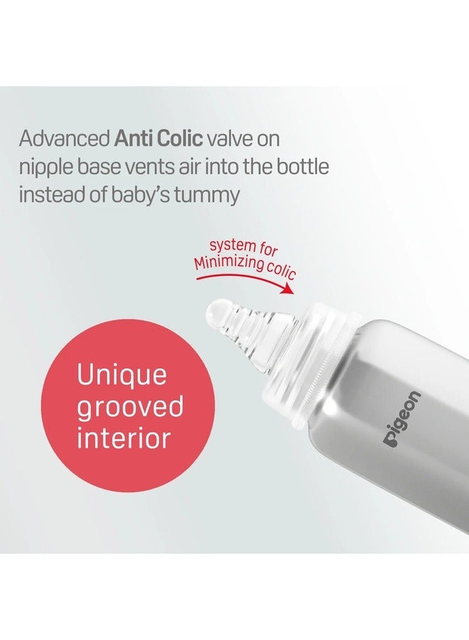 pigeon زجاجة رضاعة أطفال من الفولاذ، مصنوعة من الفولاذ المقاوم للصدأ، مقبض مريح، حلمة مضادة للمغص، زجاجة رضاعة بفوهة نحيفة سعة 220 مل - حجم L - Image 5