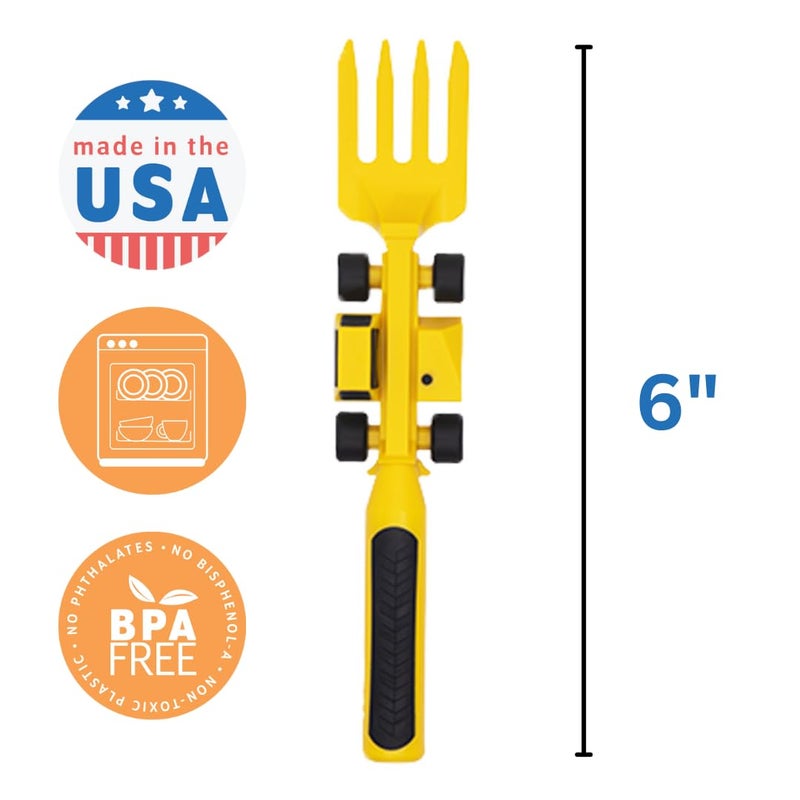 Constructive Eating Plate and Utensils Set - USA-Made Toddler Dinnerware with Divided Plates (Construction) - Image 3