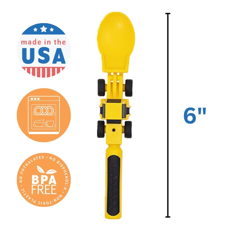 Constructive Eating Plate and Utensils Set - USA-Made Toddler Dinnerware with Divided Plates (Construction) - Image 4