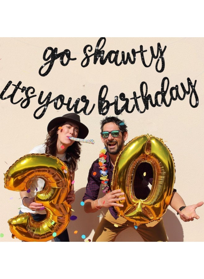 لافتة عيد ميلاد 'جو شوتي إنه عيد ميلادك' باللون الأسود مسبقة الربط بدون أعمال يدوية، موضوع هيب هوب راب، علامة عيد ميلاد سعيدة، لوازم ديكور حفلة للرجال والنساء - Image 5
