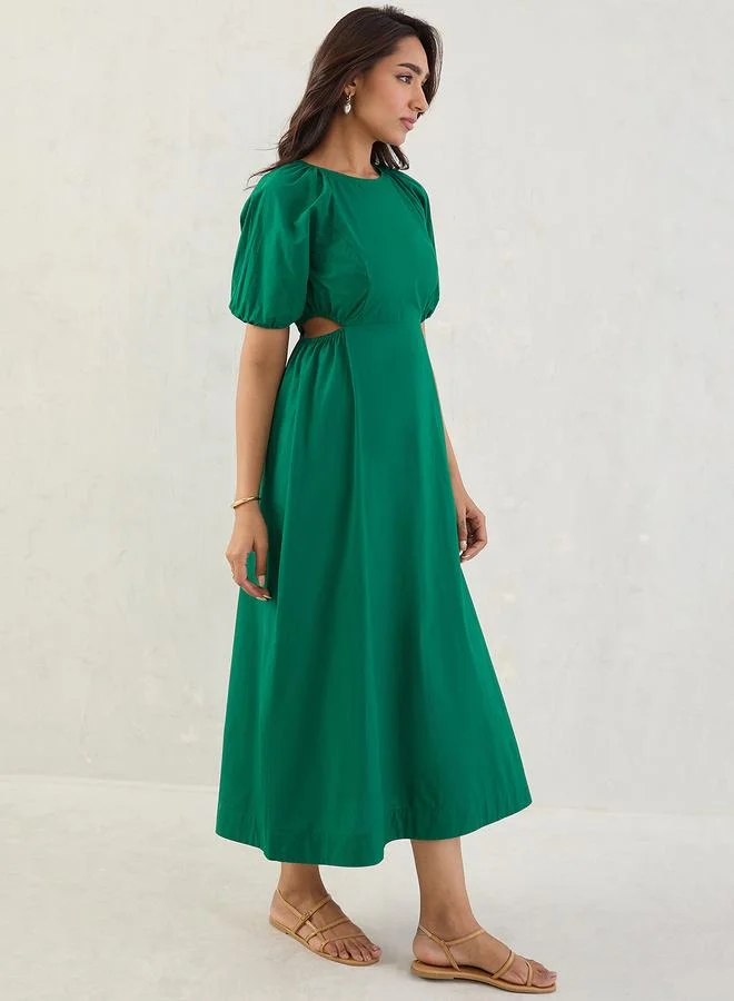 Femmella Emerald Green Maxi Dress with Cutout Details