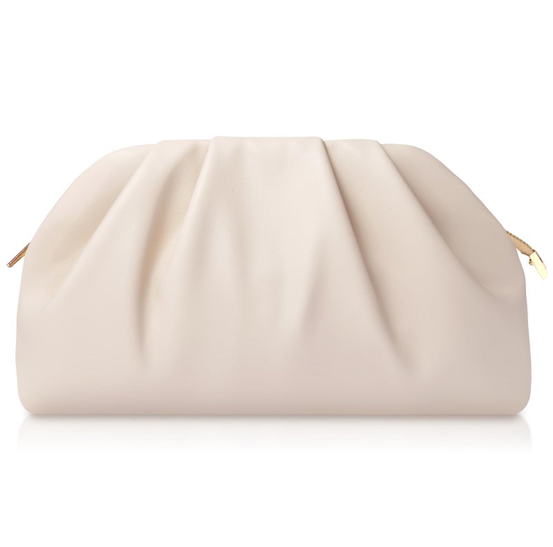 lovyoCoCo Clutch Purse for Women Soft Pleated PU Wedding Clutch, Elegant Evening Bag for Galas, Proms,Cocktail Parties (Beige) - Image 1