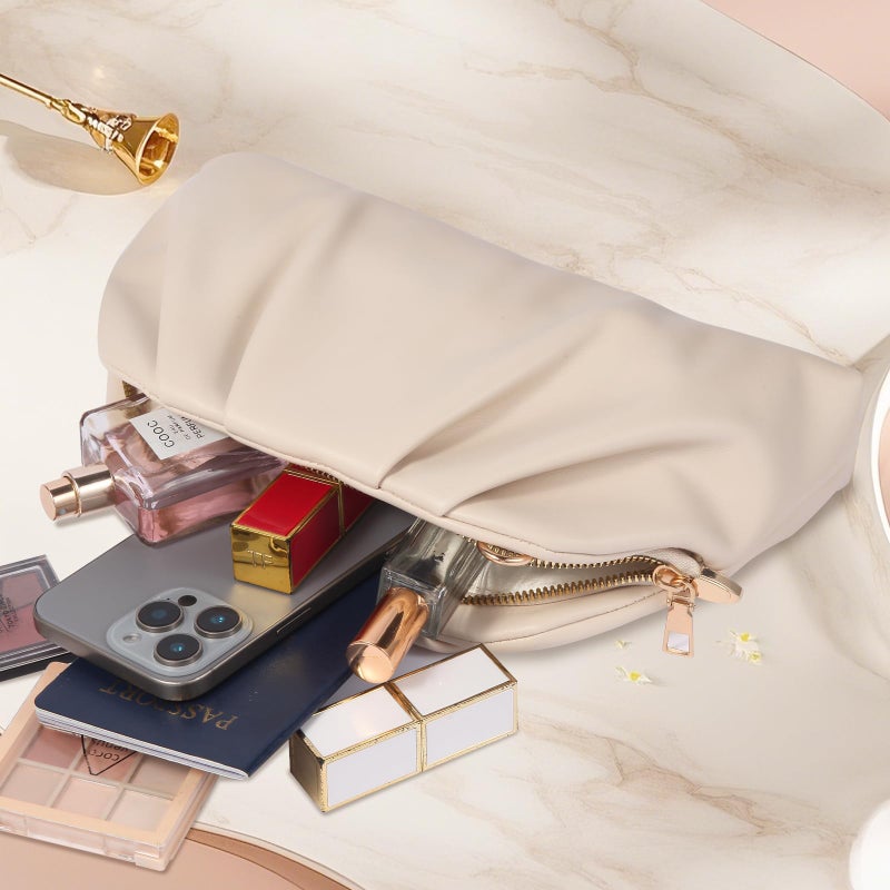 lovyoCoCo Clutch Purse for Women Soft Pleated PU Wedding Clutch, Elegant Evening Bag for Galas, Proms,Cocktail Parties (Beige) - Image 2