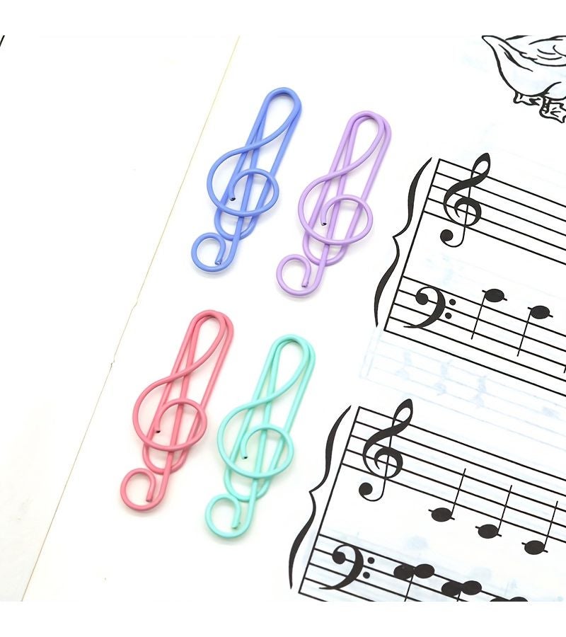 Polychrome 20pcs Treble Clef Shaped Paper Clips Metal Musical Note Bookmarks for Organizing Documents Iron Material Assorted Colors - Image 3