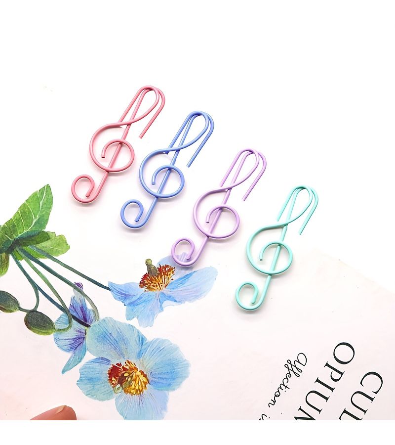Polychrome 20pcs Treble Clef Shaped Paper Clips Metal Musical Note Bookmarks for Organizing Documents Iron Material Assorted Colors - Image 4
