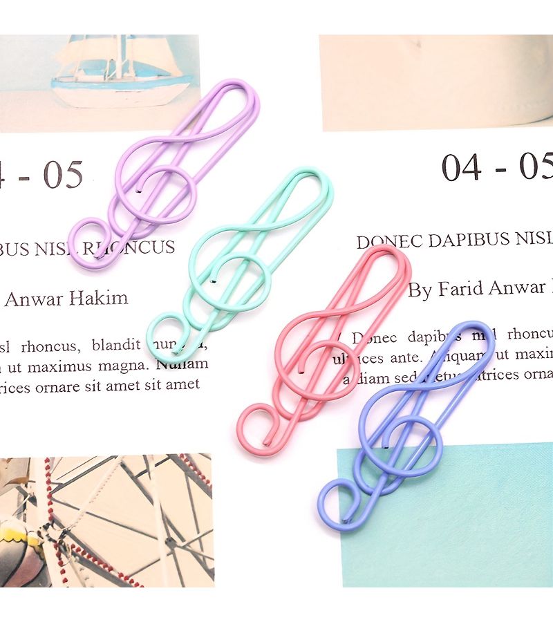 Polychrome 20pcs Treble Clef Shaped Paper Clips Metal Musical Note Bookmarks for Organizing Documents Iron Material Assorted Colors - Image 5