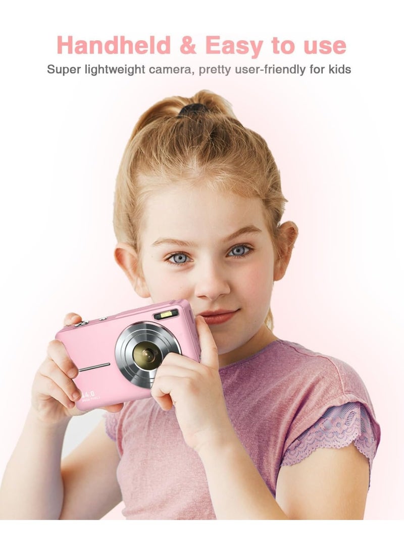 Halamine Digital Camera, FHD 1080P  Kids Camera,with 32GB Memory Card ，44MP Point Digital  Camera , Compact Small Camera for Kids (Pink)  - Image 3
