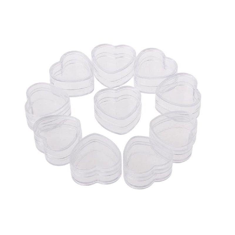48 New Empty Clear 5 Gram Plastic Heart Shape Pot Jars Cosmetic ContainersBH000393